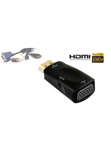 CONVERSOR HDMI A VGA + AUDIO   NEGRO PN: HDMI A VGA + AUD EAN: 1000000002453   