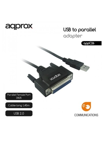 ADAPT. USB A PARALELO DB25     NEGRO APPROX PN:...