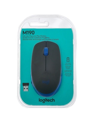 RATON WIRELESS LOGITECH M190   NEGRO Y AZUL PN:...
