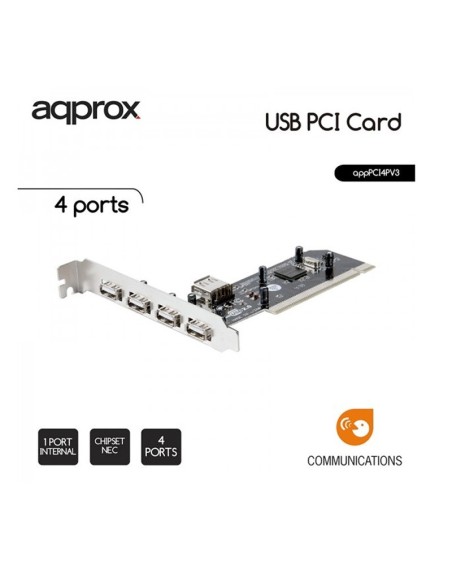CONTROL. 4 PTOS USB 2.0 APPROX  PCI + 1 PTO USB INTERNO PN: APPPCI4PV3 EAN: 8435099512684   