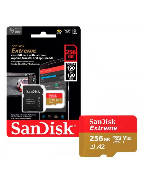 MEMORIA DG 256GB SANDISK MSD   EXTREME CON ADAPTADOR SD PN: SDSQXAV-256G-GN6 EAN: 619659188504    