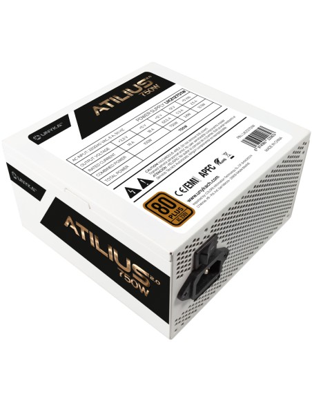 FUENTE  750W/62.5A ATILIUS 2.0 UNYKA BLANCA 80 PLUS BULK PN: UK212702 EAN: 6974560220823   