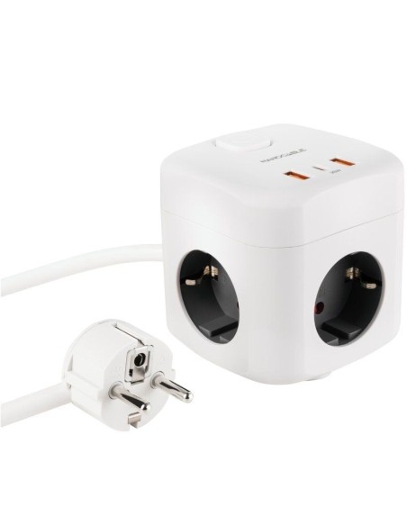 REGLETA 3 TOMAS NANO CABLE 2   USB, 1 USB TYPE C 1.4M BLANCA PN: 10.37.0011 EAN: 8433281016675   