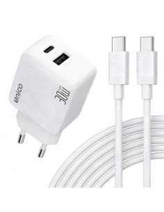 CARGADOR  5V ENCHUFE X1 USB C  X1 USB A 30W BLANCO PN:...